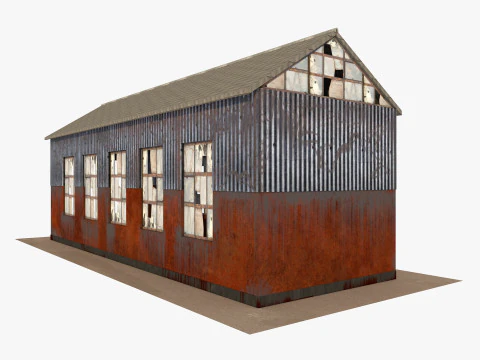 Abandoned industrial Building Low-poly 3D Model