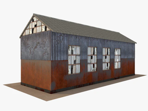 Abandoned industrial Building Low-poly 3D Model