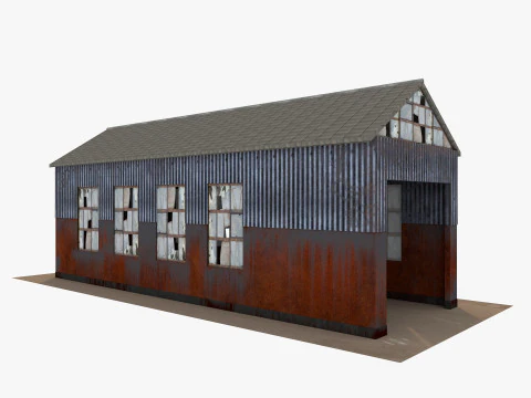Abandoned industrial Building Low-poly 3D Model