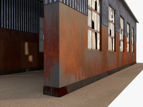 Abandoned industrial Building Low-poly 3D Model