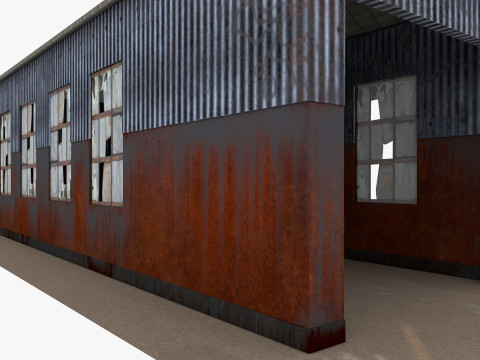 Abandoned industrial Building Low-poly 3D 模型