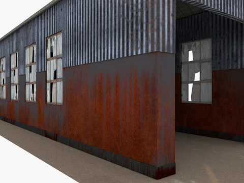 Abandoned industrial Building Low-poly 3D Model