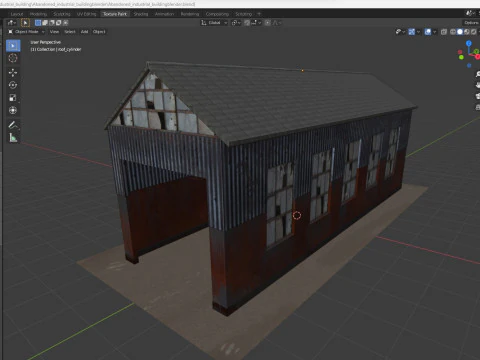 Abandoned industrial Building Low-poly 3D Model