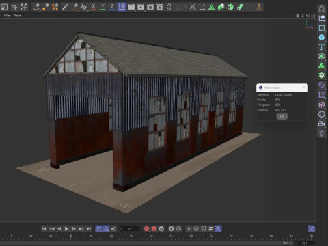 Abandoned industrial Building Low-poly 3D Model