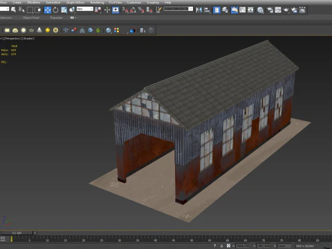 Abandoned industrial Building Low-poly 3D Model