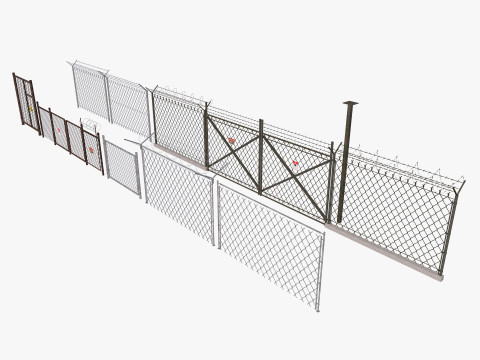 Barbed Wire fence collection 3D Model