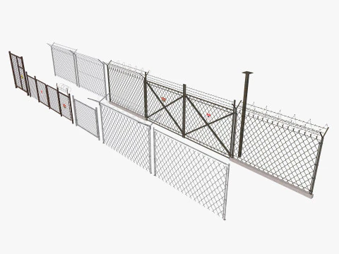 Barbed Wire fence collection 3D Model