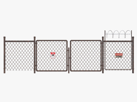 Barbed Wire fence collection 3D Model