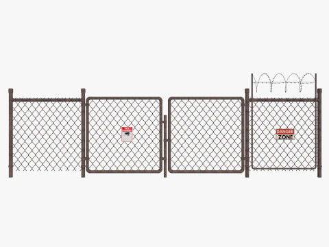 Barbed Wire fence collection 3D Model