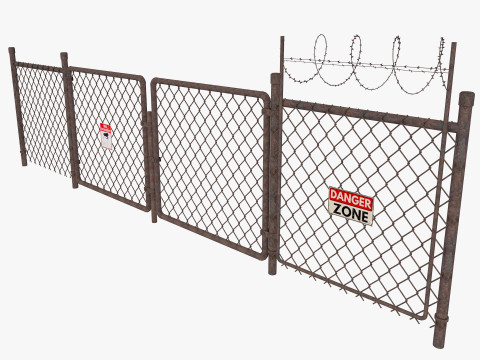 Barbed Wire fence collection 3D Model