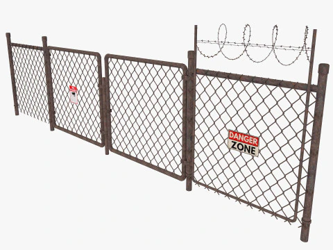 Barbed Wire fence collection 3D Model