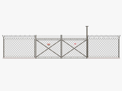 Barbed Wire fence collection 3D Model