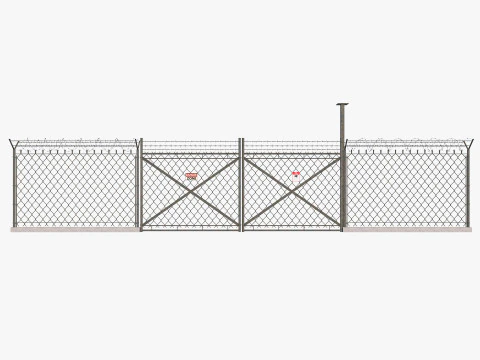 Barbed Wire fence collection 3D Model