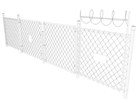 Barbed Wire fence collection 3D Model