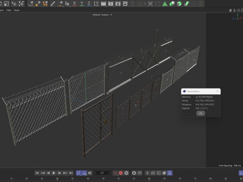 Barbed Wire fence collection 3D Model