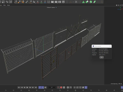 Barbed Wire fence collection 3D Model