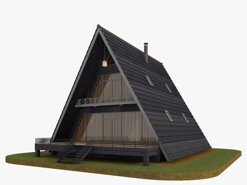 Bungalow House 2 3D Model .c4d .max .obj .3ds .fbx .stl .blend 