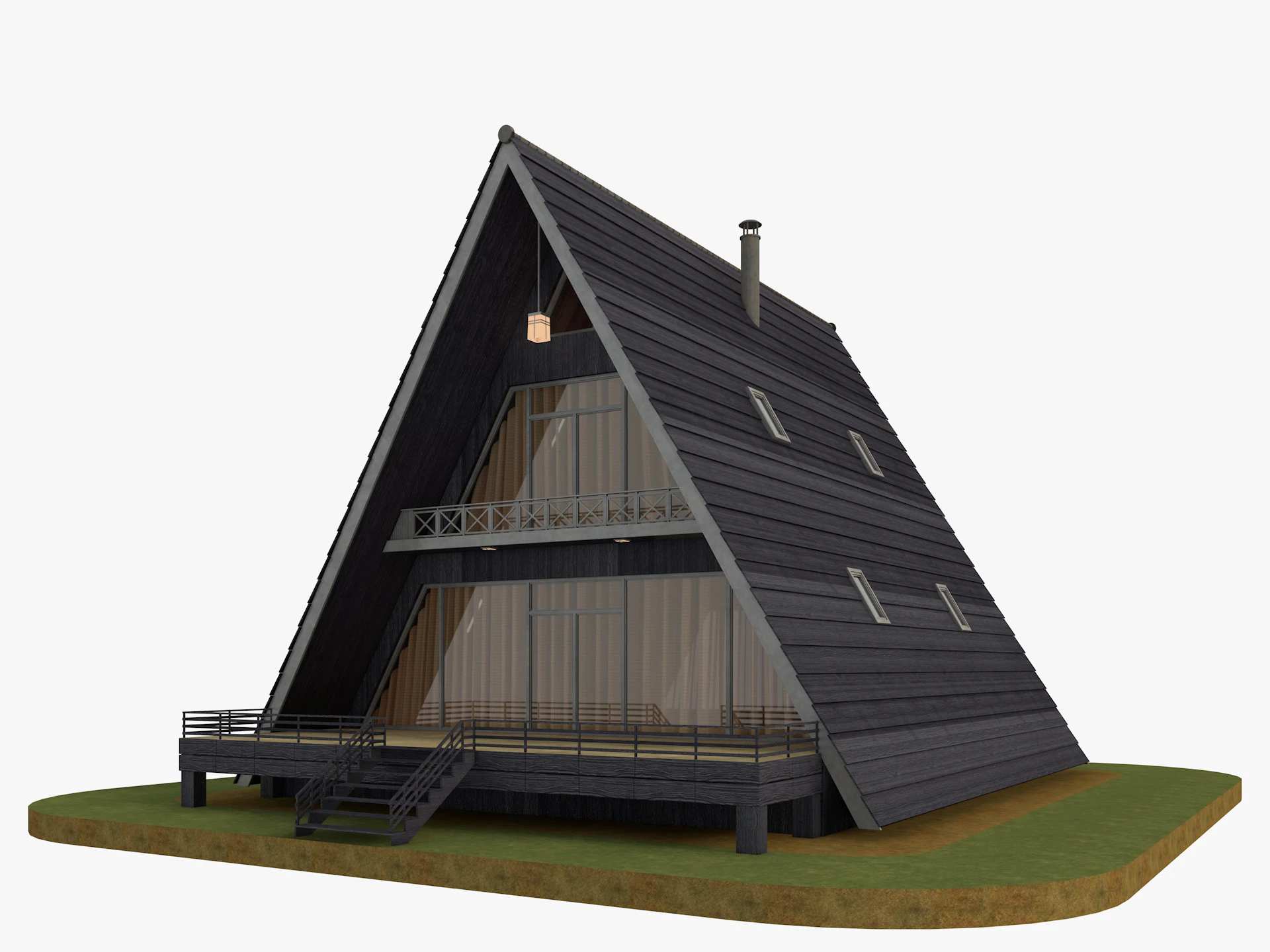 Bungalow House 2 3D Model .c4d .max .obj .3ds .fbx .stl .blend 