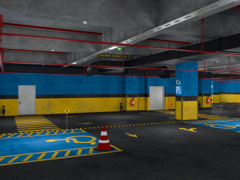 Parcheggio sotterraneo per auto Modello 3D
