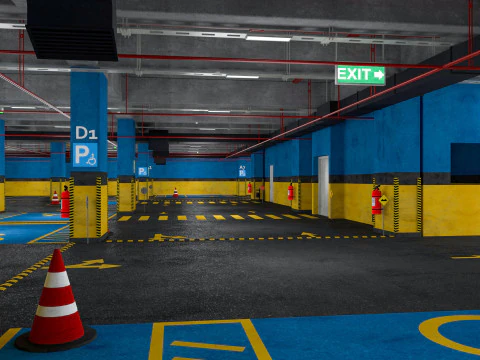 Parcheggio sotterraneo per auto Modello 3D