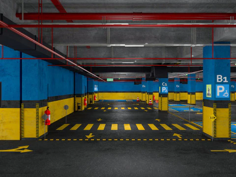 Parcheggio sotterraneo per auto Modello 3D