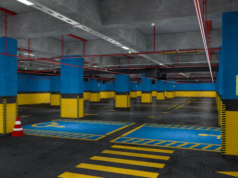 Parcheggio sotterraneo per auto Modello 3D