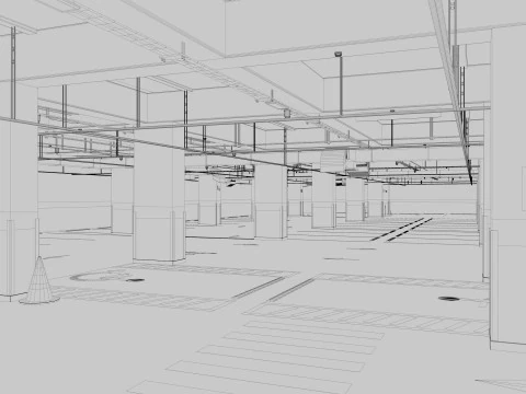 Parcheggio sotterraneo per auto Modello 3D
