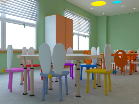 Cartoon Nursery Classroom 3D Model
