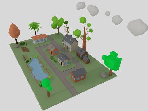 Cartoon Town 3D 모델