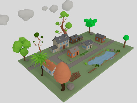 Cartoon Town 3D 모델