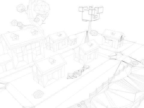 Cartoon Town 3D Model