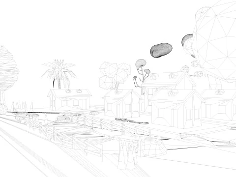 Cartoon Town 3D Model