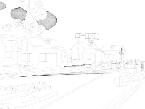 Cartoon Town 3D Model