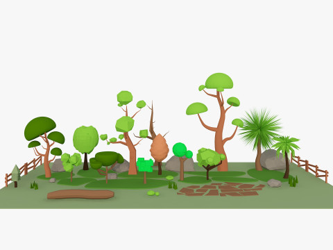 Cartoon Tree low poly Low-poly 3D-Modell