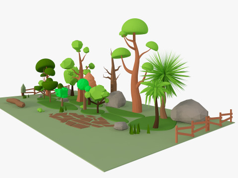 Cartoon Tree low poly Low-poly 3D Model