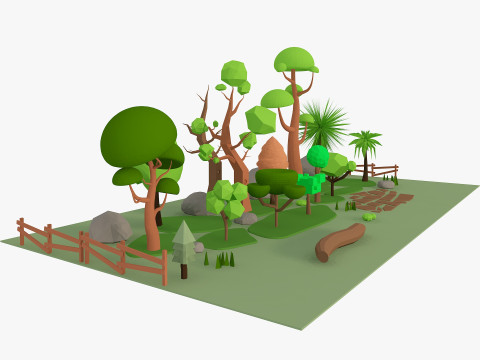 Cartoon Tree low poly Low-poly 3D Model