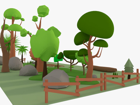 Cartoon Tree low poly Low-poly 3D Model