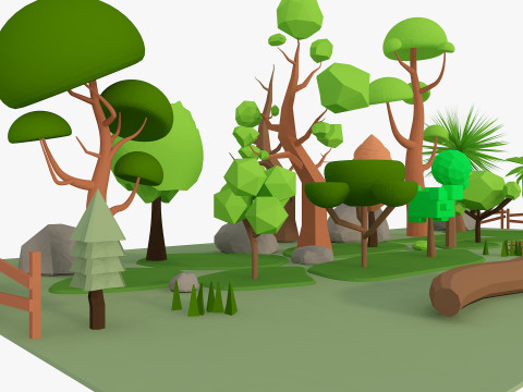 Cartoon Tree low poly Low-poly 3D Model