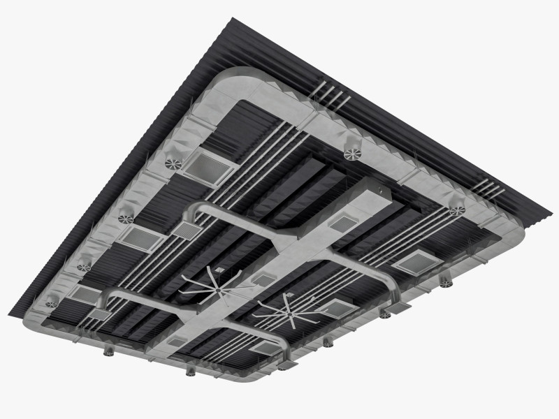 Ceiling Ventilation Pipes 2 3D Model .c4d .max .obj .3ds .fbx .stl .blend