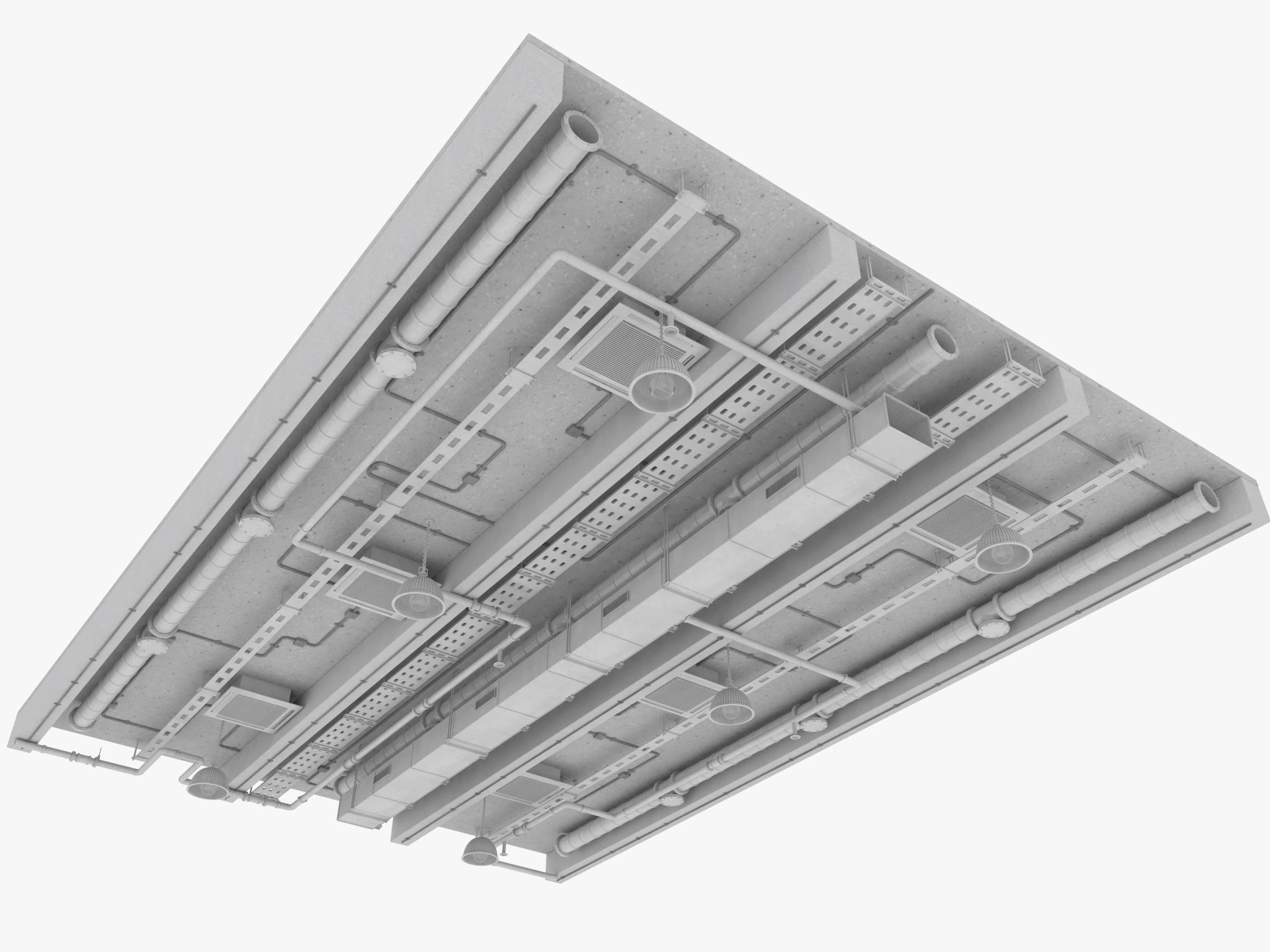 Ceiling Ventilation Pipes 3 3D Model .c4d .max .obj .3ds .fbx .stl .blend