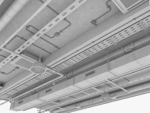 Ceiling Ventilation Pipes 3 3D Model