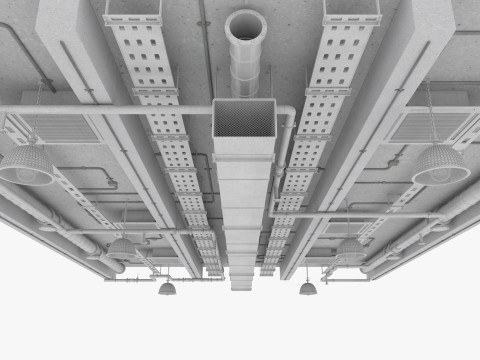 Ceiling Ventilation Pipes 3 Modello 3D