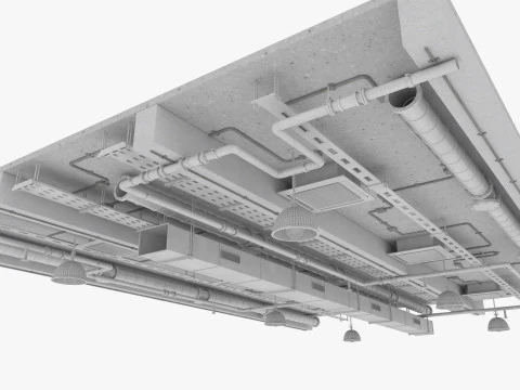 Ceiling Ventilation Pipes 3 3D Model