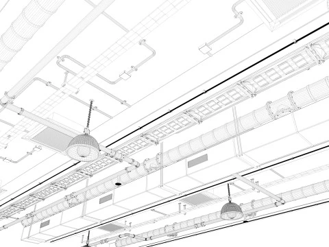 Ceiling Ventilation Pipes 3 3D Model