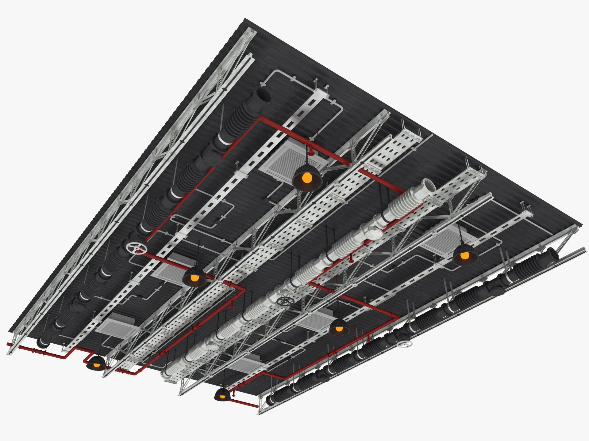 Tuyaux de ventilation au plafond 4 Modèle 3D .c4d .max .obj .3ds .fbx .stl .blend 