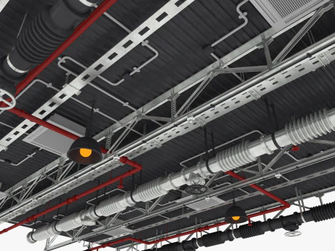 Tuyaux de ventilation au plafond 4 Modèle 3D