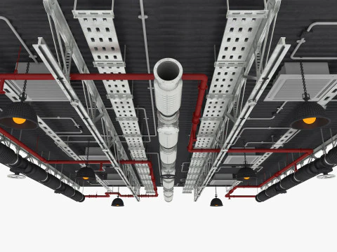 Tuyaux de ventilation au plafond 4 Modèle 3D