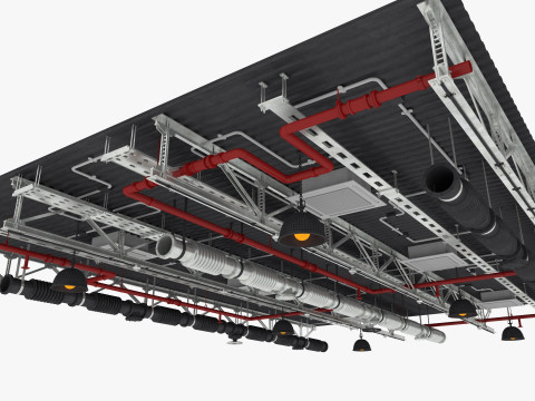 Ceiling Ventilation Pipes 4 3D Model