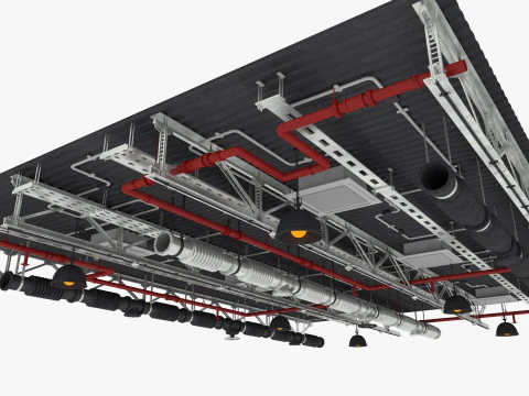Tuyaux de ventilation au plafond 4 Modèle 3D