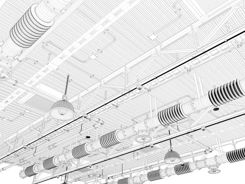 Tuyaux de ventilation au plafond 4 Modèle 3D
